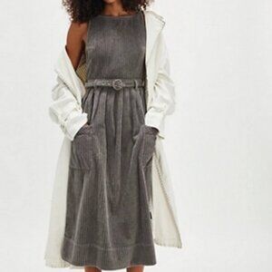 Free People The Other Side Corduroy Midi Dress Adjustable Shoulder XS